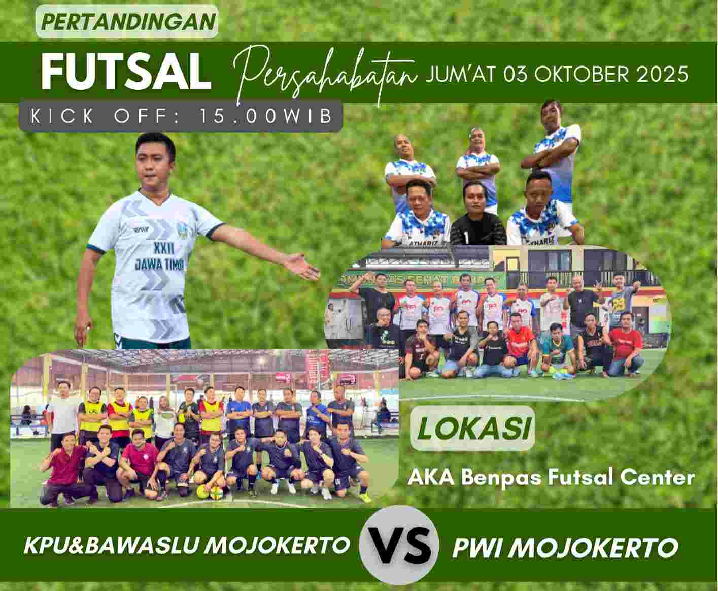 PWI Mojokerto Jajal Kekompakan dengan Bawaslu dan KPU Lewat Laga Persahabatan Futsal