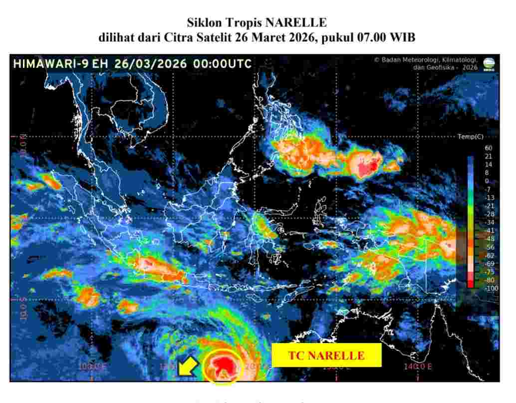 Siklon Tropis Narelle Picu Hujan Lebat dan Gelombang Tinggi di Jawa Timur
